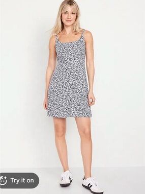 Old Navy Black and White Floral Mini Dress